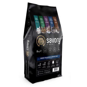 Savory Adult Cat Gourmand Fresh Salmon and White Fish 8 kg szr30037 фото