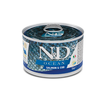 Фарміна дог волог N&D Grain Free OCEAN SALMON & COD ADULT MINI з лососем та тріскою, 140 г 02222 tplx178937 фото