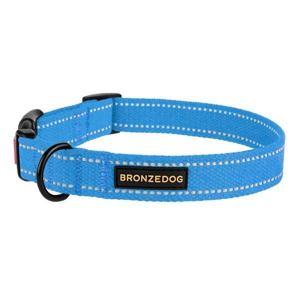 Нашийник для собак Bronzedog Сotton рефлекторний б/б брезент блакитний S brks50/1522Б/Т фото