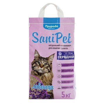 Наповнювач бентонітовий SANI PET середній із лавандою 5кг szrPR240434ср.лаванда5кг фото