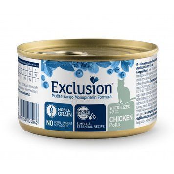 Exclusion Sterilized Chicken корм для стерилізованих котів віком від 7 років з куркою 85 г 8011259004086 фото