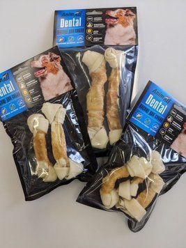 AnimAll Dental кістка баварська вузлова №2М з м'ясом курки, 10-12 см 20 од. tplx169796 фото