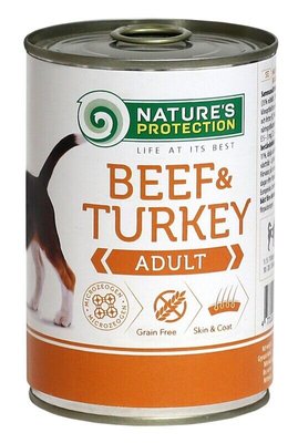 Вологий корм для дорослих собак всіх порід з яловичиною та індичкою Nature's Protection Adult Beef&Turkey 400г KIK45097 фото