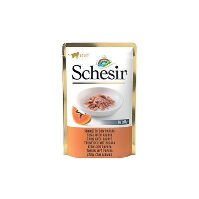 Schesir в желе натуральні консерви для котів, вологий корм, пауч Тунець з папєю 85г 8005852146663 фото