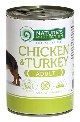 Вологий корм для дорослих собак всіх порід з куркою та індичкою Nature's Protection Adult Chicken&Turkey 400г KIK24630 фото