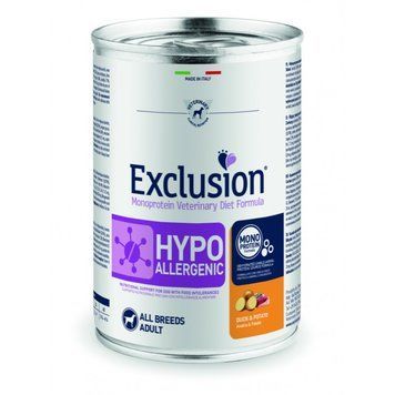 Консерва Exclusion Hypoallergenic з качкою для собак з харчовою алергією 400 г 8011259173751 фото