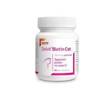 Dolfos Dolvit Biotin Cat (90 таб) - вітамінно-мінеральна добавка для підтримки здорового вигляду шкіри та шерсті 5902232641837 фото