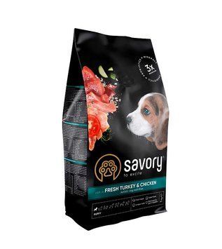 Savory Puppy rich in Fresh Turkey and Chicken 1 kg szr30280 фото