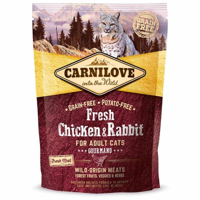 Carnilove Fresh Chicken and Rabbit Gourmand for Adult cats 400g курка, кролик д/котів 1111153667 фото