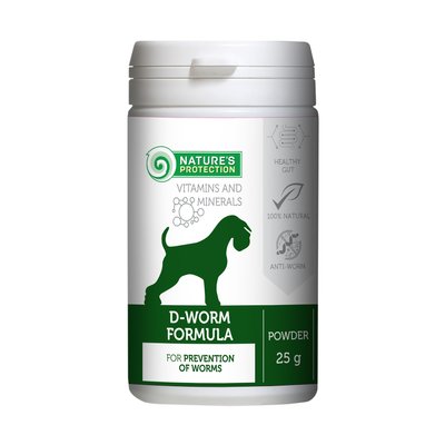 Кормова добавка для дорослих собак для профілактики глистів Nature's Protection D-worm formula, 25 г CAN63303 фото