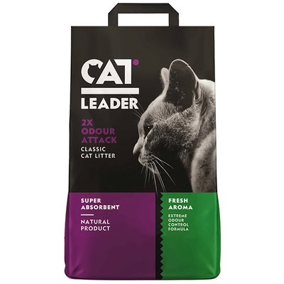Cat Leader Classic 2xOdour Attack Fresh КЕТ ЛІДЕР КЛАСИК Подвійна СВІЖІСТЬ супервбираючий наповнювач у котячий туалет 5200357802000 фото