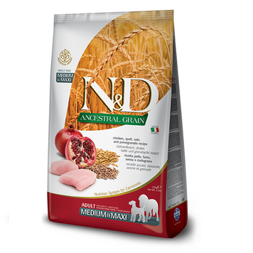Фарміна дог сух N&D Low Grain CHICKEN & POMEGRANATE ADULT MEDIUM & MAXI 2,5 kg 36230 tplx156381 фото