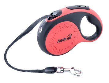AnimAll рулетка-повідець L до 50 кг/5 метрів червона-чорна з LED ліхтариком, MS7016-5M tplx171729 фото
