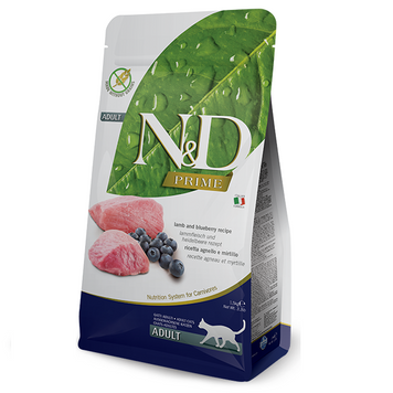 Фарміна кет сух N&D Grain Free PRIME LAMB & BLUEBERRY ADULT 1,5 kg 20208 tplx156415 фото