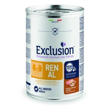 Консерва Exclusion Renal со свининой для собак с почечной недостаточностью 400 г 8011259002488 фото