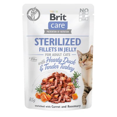 Brit Care Cat pouch 85g філе в желе качка та індичка д/стерилізованих 1111163841 фото