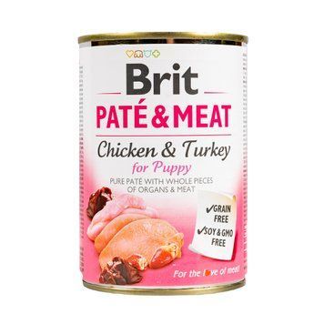 Brit Pat&eacute; and Meat Puppy 400 g курка і turkey szr100862/100079/7448 фото