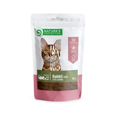 Ласощі для котів, снеки з кролика з чіа, Nature's Protection snack for cats with rabbit and chia seeds, 75г SNK46115 фото