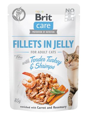 Brit Care Cat pouch 85g філе в желе ніжна індичка з креветками 1111163843 фото