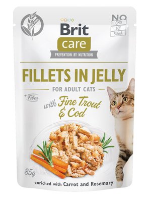 Brit Care Cat pouch 85g філе в желе тріска та форель 1111163844 фото