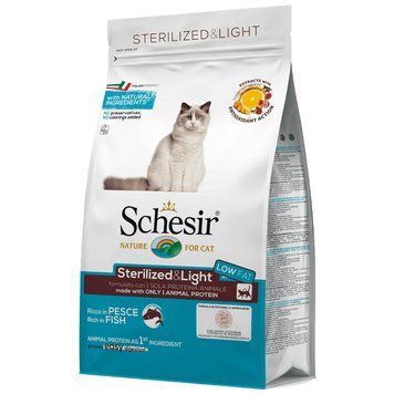 Schesir Cat Sterilized & Light ШЕЗИР СТЕРИЛІЗОВАНІ ЛАЙТ РИБА сухий монопротеїновий корм для стерилізованих котів та кастрованих котів, для котів схильних до повноти 8005852107500 фото
