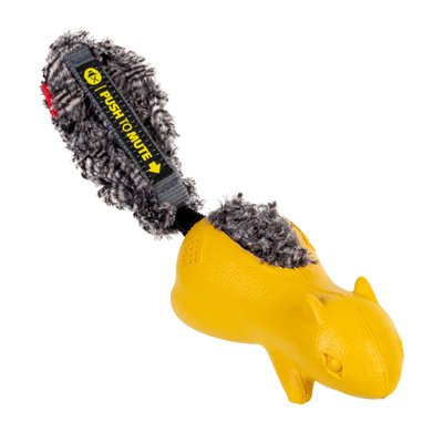 Іграшка для собак Білка з пищалкой що відключається, жовтий GiGwi Push to mute, гума, штучне хутро, 30 см 75010 фото