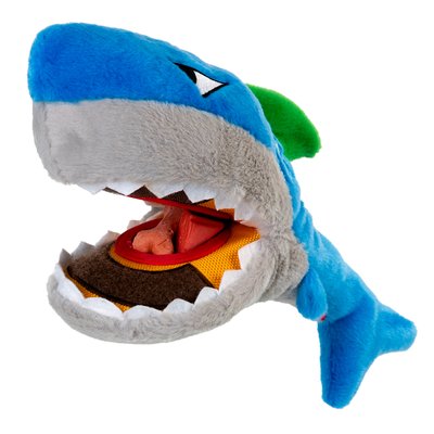 Іграшка для собак Акула для ласощів з пищалки GiGwi Trick`o`treats, текстиль, 30 см 75049 фото