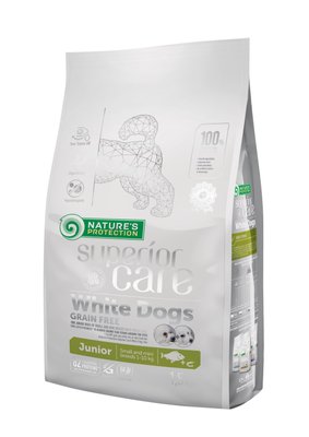 Сухий беззерновий корм для цуценят малих порід з білим забарвленням шерсті Superior Care White Dogs Grain Free Junior Small and Mini Breeds 1.5 кг NPSC45829 фото
