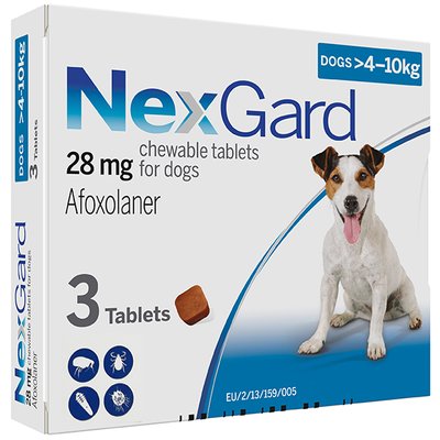 NexGard НЕКСГАРД 28 мг жувальні таблетки від бліх та кліщів для собак 4-10кг 8713942403400 фото