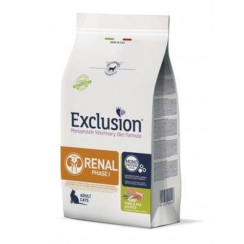 Exclusion Renal зі свининою, горохом та рисом для котів з нирковою недостатністю 1,5 кг (Фаза 1) 8011259004222 фото