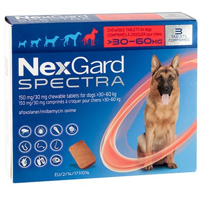 NexGard Spectra НЕКСГАРД СПЕКТРА 8 г таблетки від бліх, кліщів, гельмінтів для собак 30-60кг 3661103048600 фото