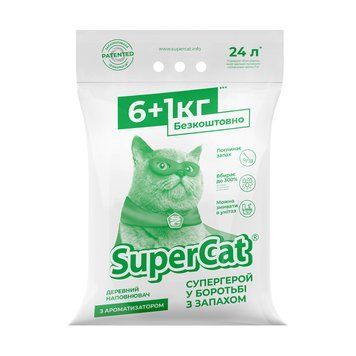 Наповнювач SuperCat З АРОМАТИЗАТОРОМ, деревний, 6+1 кг clr3552 фото