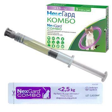 NexGard Combo НЕКСГАРД КОМБО краплі від бліх, кліщів, гельмінтів для котів 0.8-2.5кг 2100057674000 фото