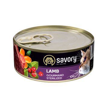Savory Cat Can Adult Sterilised ягня k 100g szr30716 фото