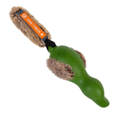 Іграшка для собак Качка з пищалкою що вимикається GiGwi Push to mute, гума, штучне хутро, 30 см 2331 фото