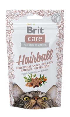Функціональні ласощі Brit Care Hairball з качкою д/котів, 50г 1111158250 фото