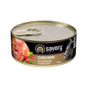 Savory Cat Can Adult Sterilised курка k 100g szr30747 фото