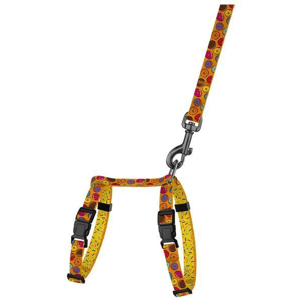 Шлея з Поводком для Котів та Дрібних Собак BronzeDog Urban Fruits Пончики 2XS brks57/8627 фото