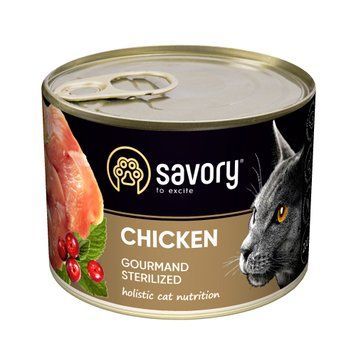 Savory Cat Can Adult Sterilised курка k 200g szr30754 фото