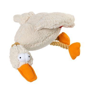 Іграшка для собак Качка з пищалкою GiGwi Catch & fetch, текстиль, мотузка, 36 см 75037 фото