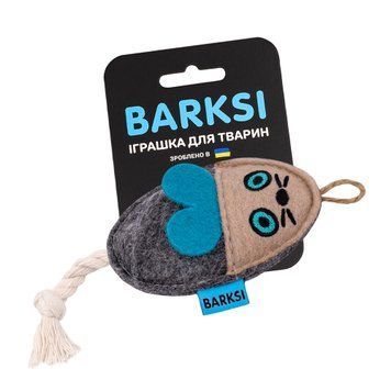 Іграшка для Котів Barksi Фетр Мишка з канатом Сіра XS 3507 фото