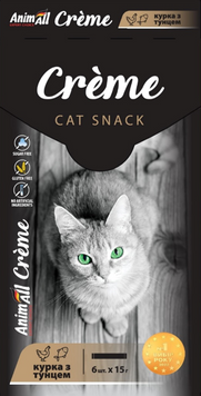 AnimAll Сr&egrave;me для котів зі смаком курки з тунцем, 6 х15 г tplx176406 фото